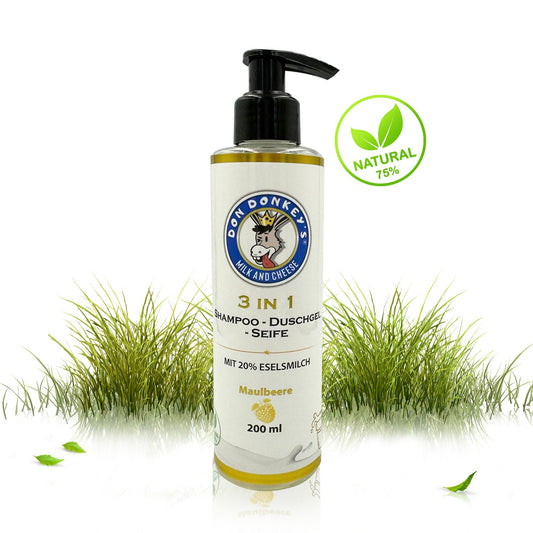 3-in-1 Shampoo-Spülung-Körper mit 20% Bio-Eselsmilch