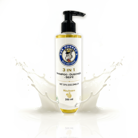3-in-1 shampoo-conditioner-body with 20% organic donkey milk