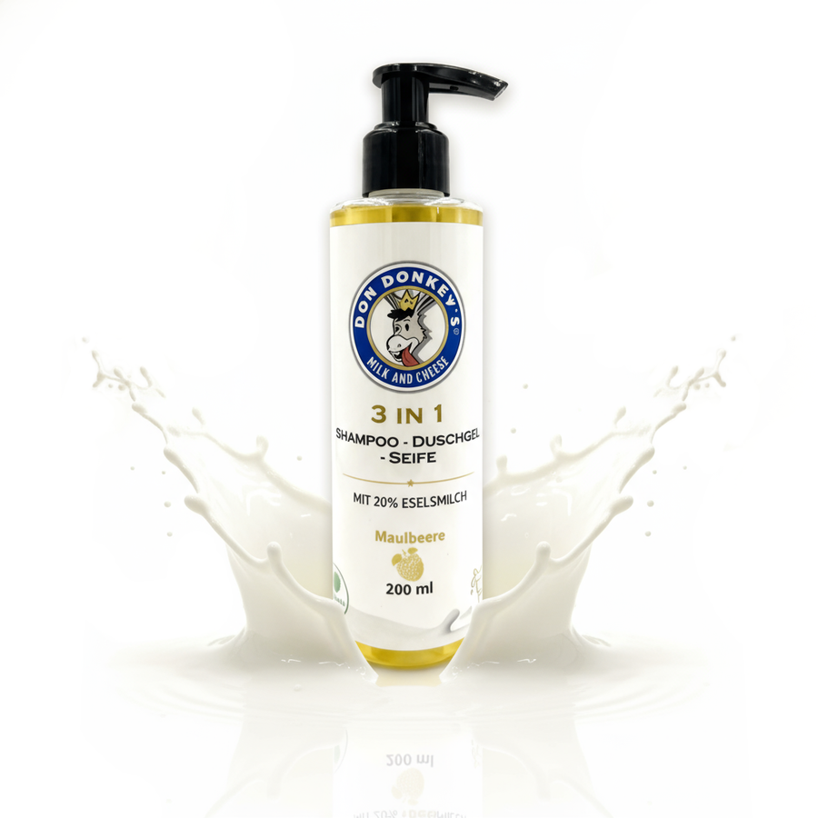 3-in-1 Shampoo-Spülung-Körper mit 20% Eselsmilch