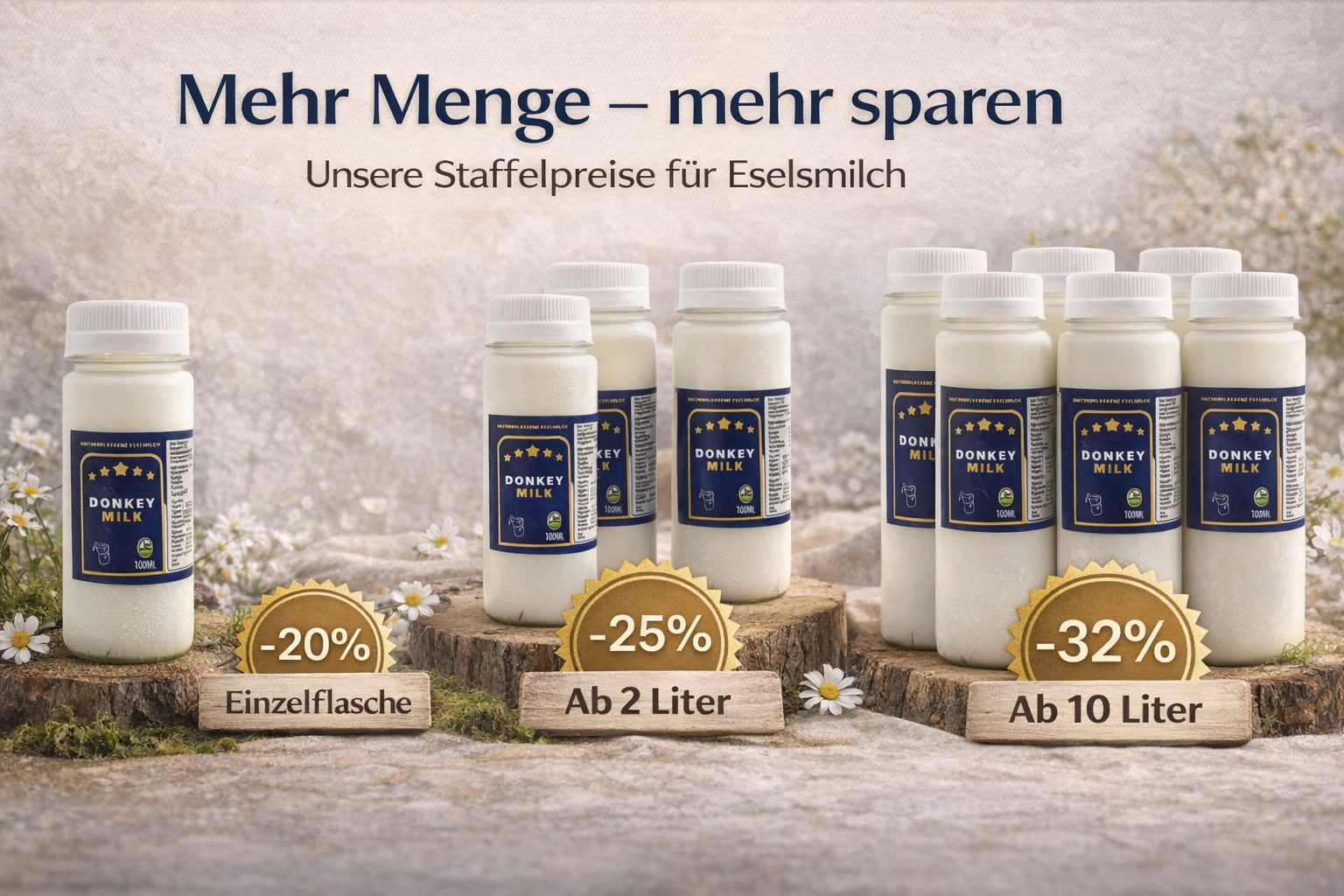Unsere Staffelpreise für Eselmilch 