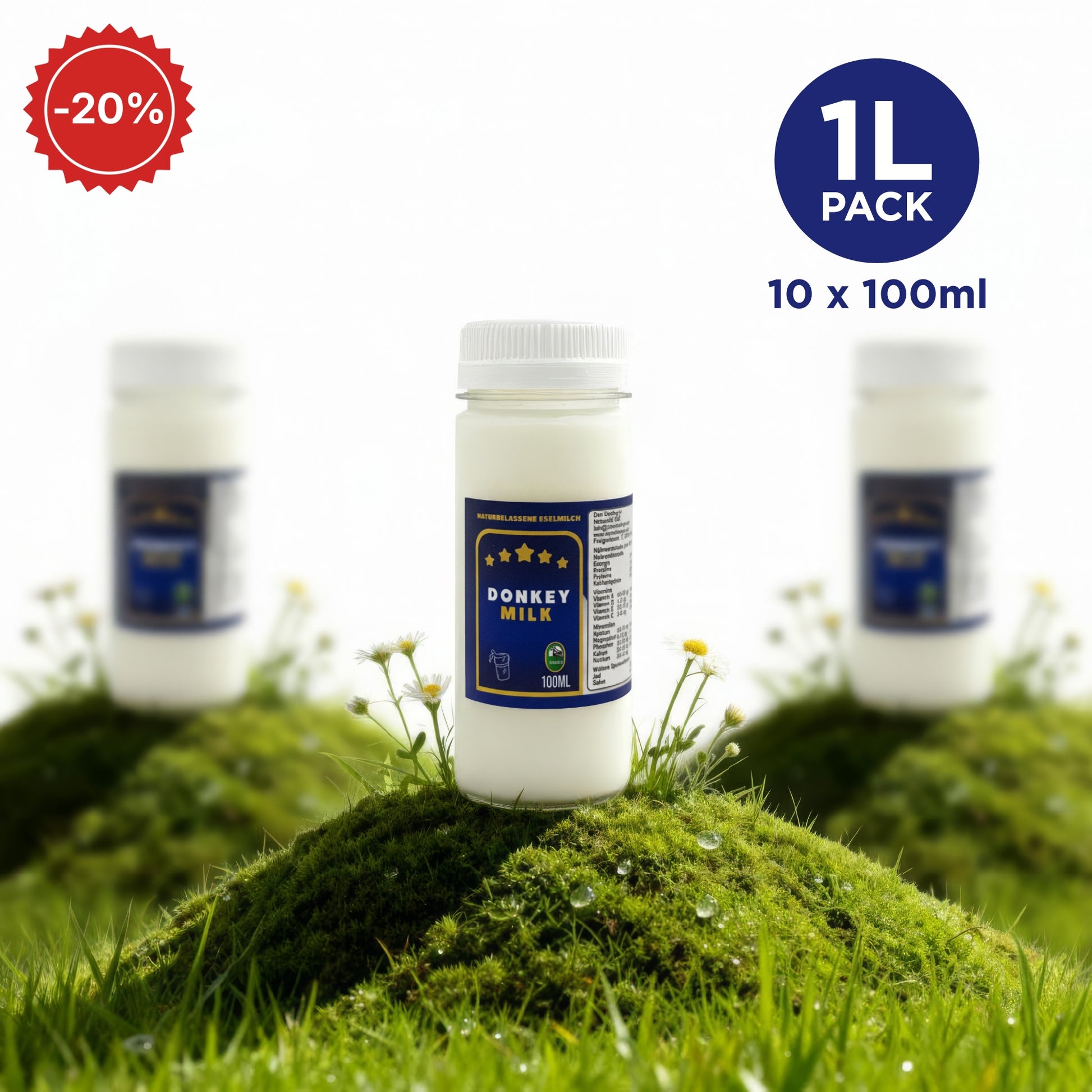 Eselsmilch 1 Liter abgefüllt in 100 ml Flaschen