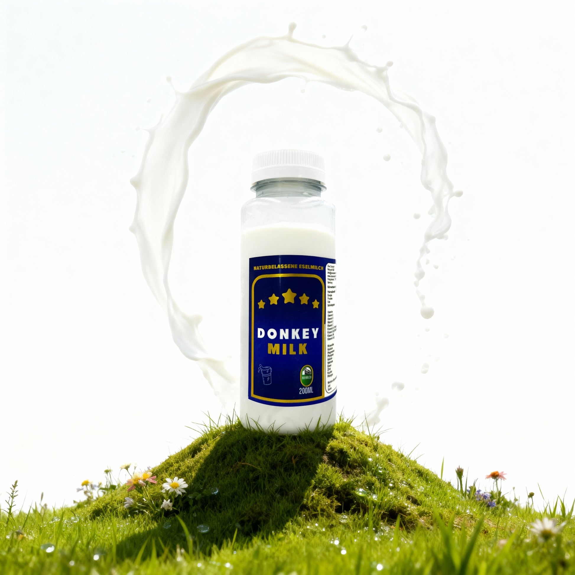 Frische Eselsmilch 200 ml Flasche Spargröße
