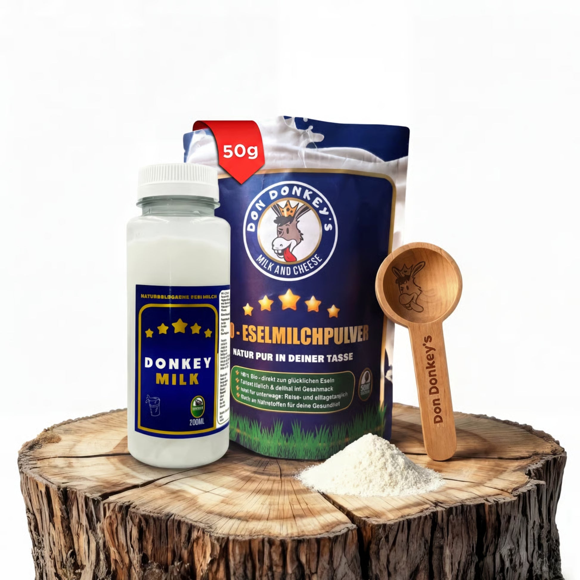 Eselsmilch Probierset mit 200 ml Milch und 50 g Pulver