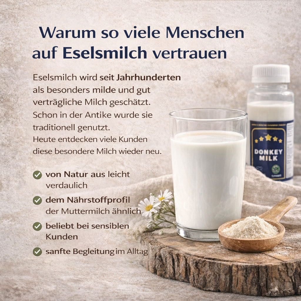 Eselsmilch von Natur aus leicht verdaulich
